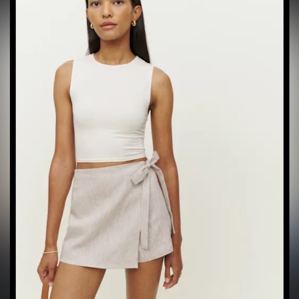 Reformation Eva 100 % Linen Skort in Oatmeal Size 4